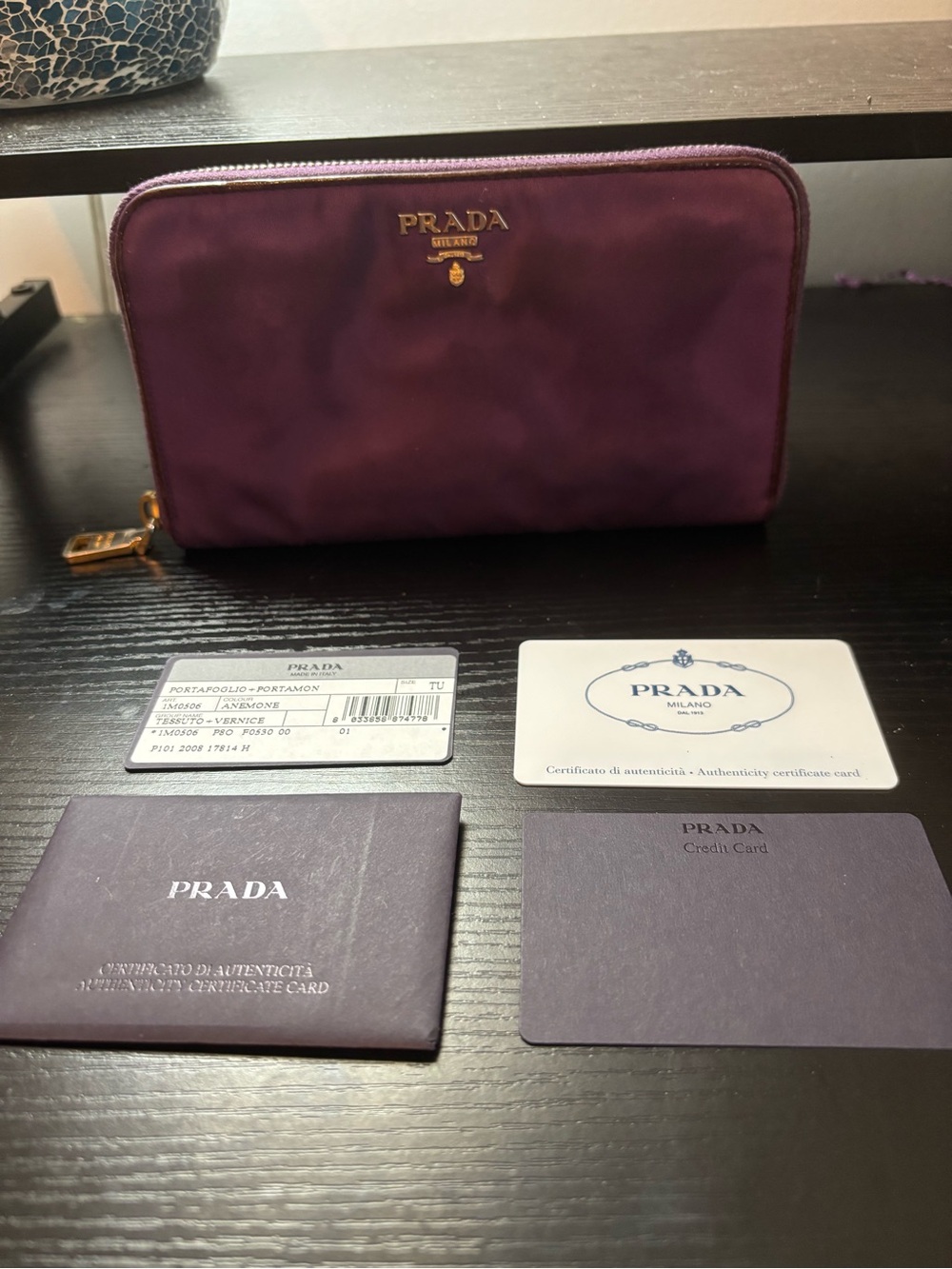 Authentic Prada Tessuto Nylon Zip-Around Long Wallet – Violet/Purple
